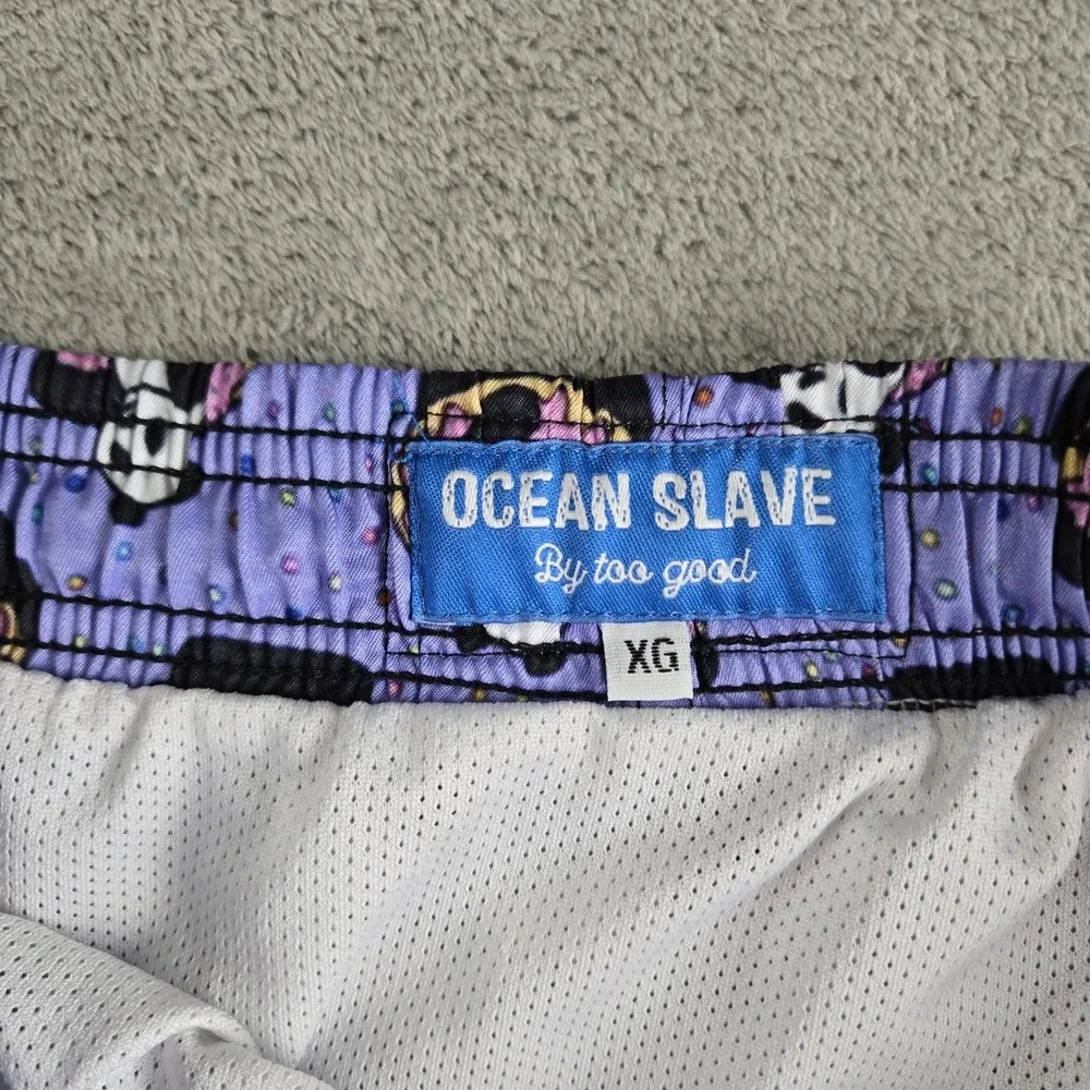 Ocean Slave By Too Good Swim Trunk Mens XL 32x5 Purple Panda In A Donut Lined